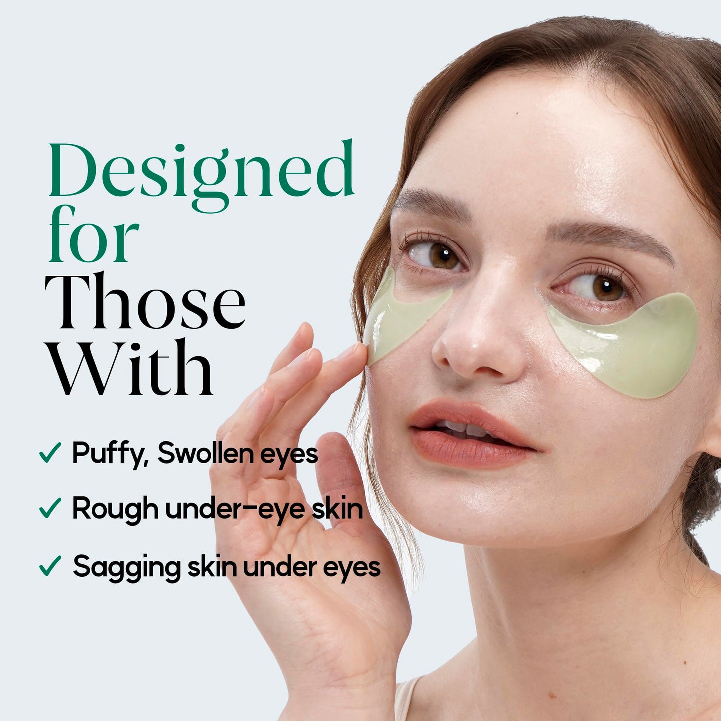 HAYEJIN Pale Green Pastel Eye Mask - Cooling Eye Patches for Puffy Eyes | Skin-Firming Under Eye Patches for Sagging Skin | Soothing Under Eye Mask Patches (3.04 fl oz, 30 Sets, 60 EA)