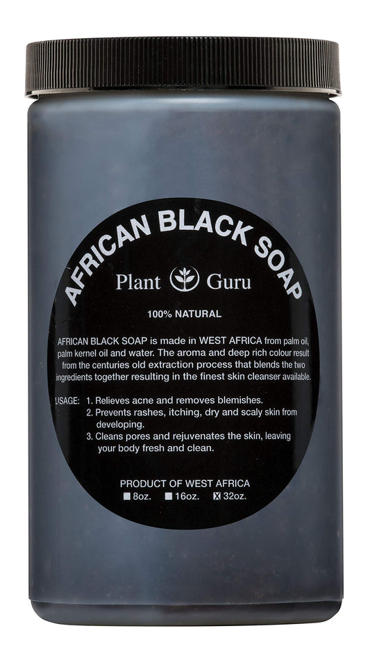 Raw African Black Soap Paste 2 lbs / 32 oz Bulk 100% Natural From Ghana Acne Treatment, Aids Against Eczema & Psoriasis, Dry Skin, Scar Removal, Pimples and Blackhead, Face & Body Wash