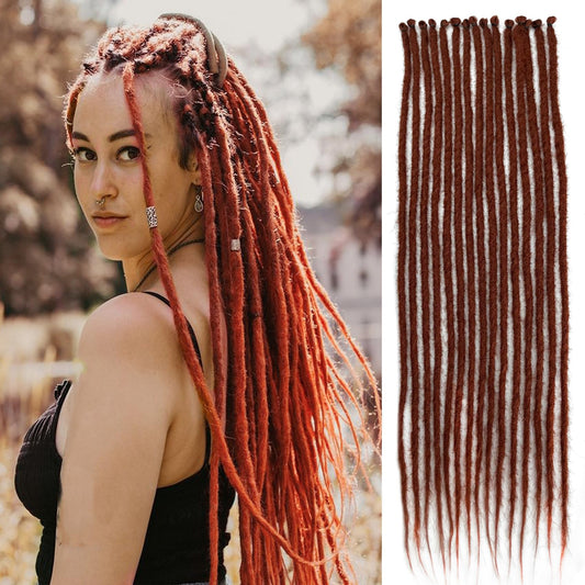 Paraglame 24 Inch Copper Red Dreadlocks Extensions Thick 0.6cm Crochet Dreads of Synthetic Hair 15 Strands Ginger Color Single Ended Hippie Dreads For Women (350#, 15Strands)