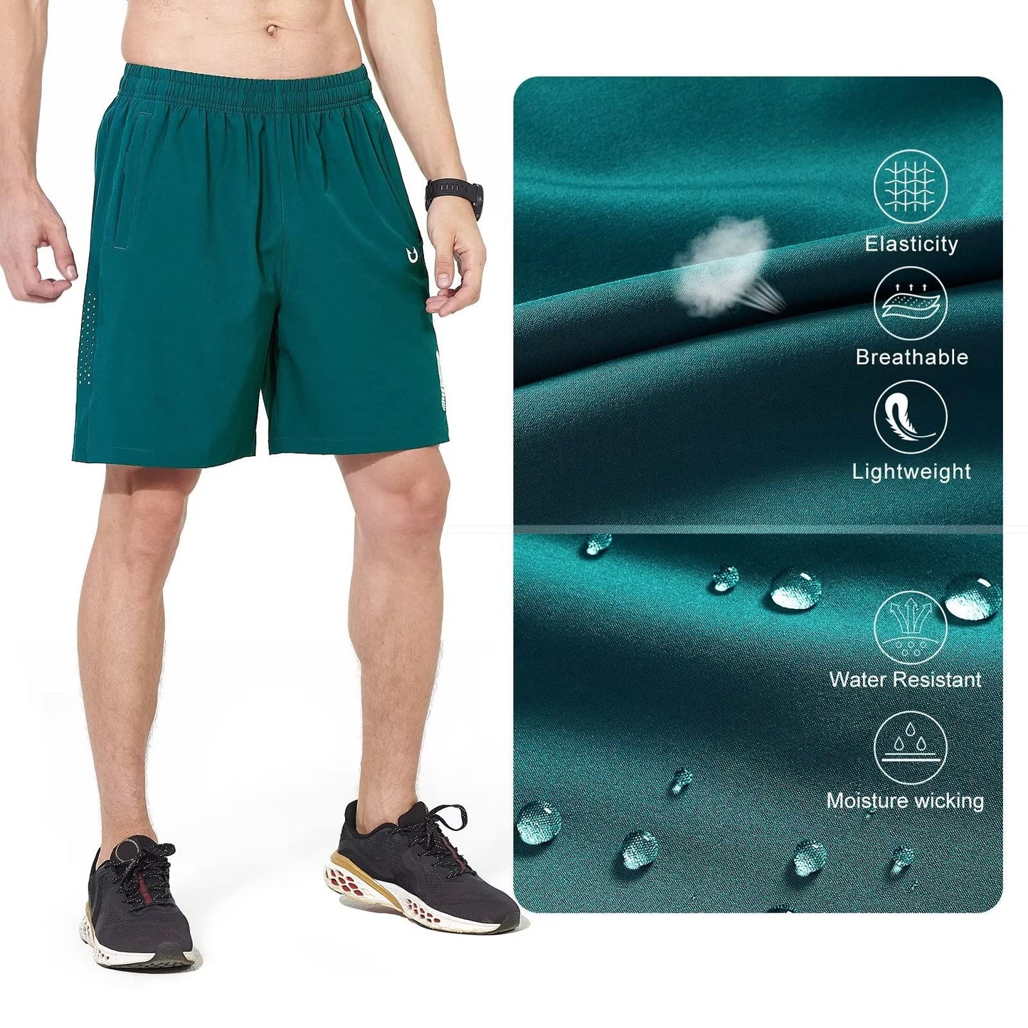 NORTHYARD Men's Athletic Running Shorts Quick Dry Workout Shorts 7"/ 5"/ 9" Lightweight Sports Gym Basketball Shorts Hiking Exercise PEACOCKBLUE S