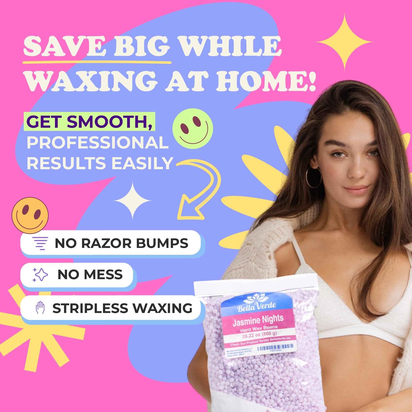 Wax Beans - Hard Wax Beads for Hair Removal - Brazilian Eyebrow Home Body Wax for Men Women 28oz