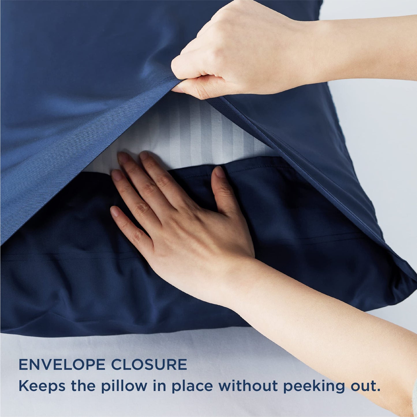 Bedsure Cooling Pillow Cases Standard Size 2 Pack, Rayon Derived from Bamboo Cooling Pillowcase for Hot Sleepers, Soft & Breathable Pillow Covers with Envelope Closure, Gifts, Navy Blue, 20x26 Inches