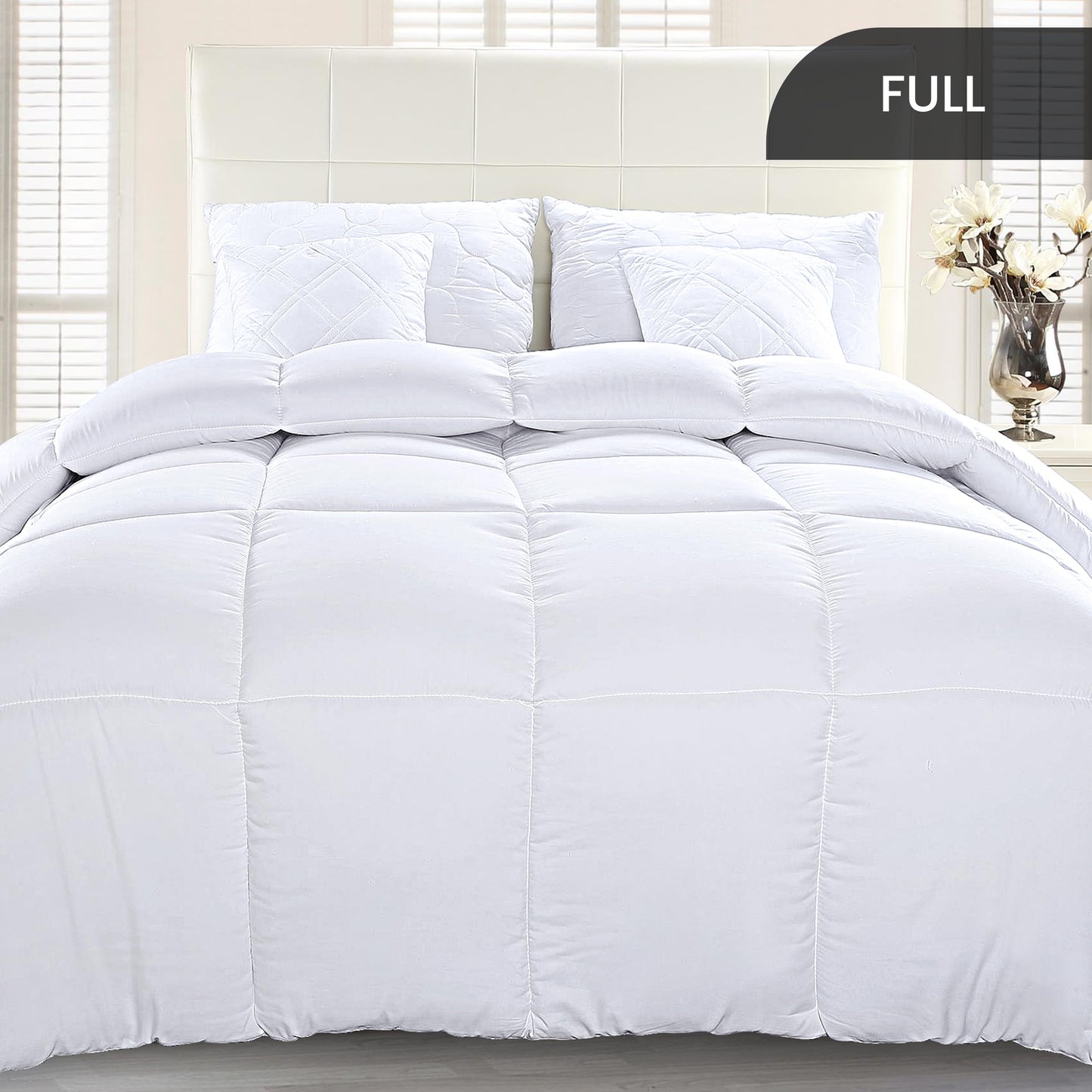 Utopia Bedding Comforter Duvet Insert, Quilted Comforter with Corner Tabs, Box Stitched Down Alternative Comforter (Full, White)