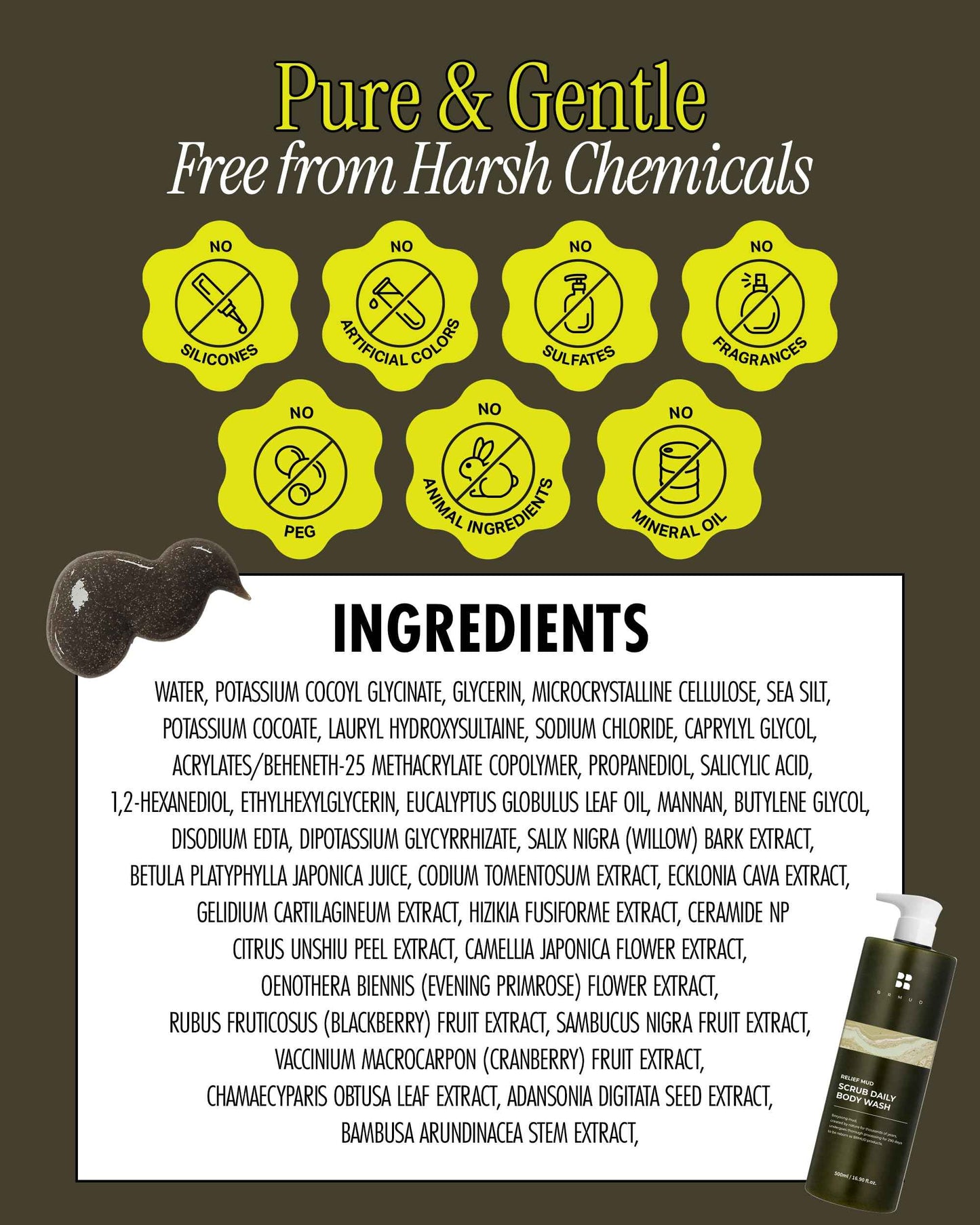 Relief Mud Scrub Daily Body Wash by Brmud for Unisex - 16.9 oz Body Wash