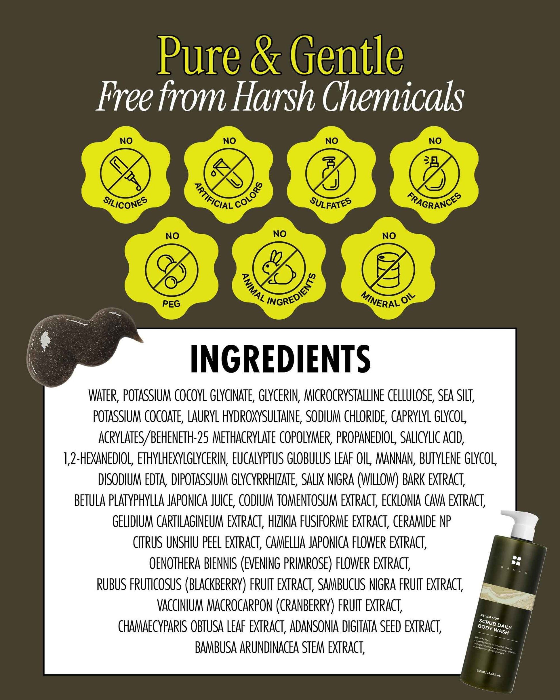 Relief Mud Scrub Daily Body Wash by Brmud for Unisex - 16.9 oz Body Wash