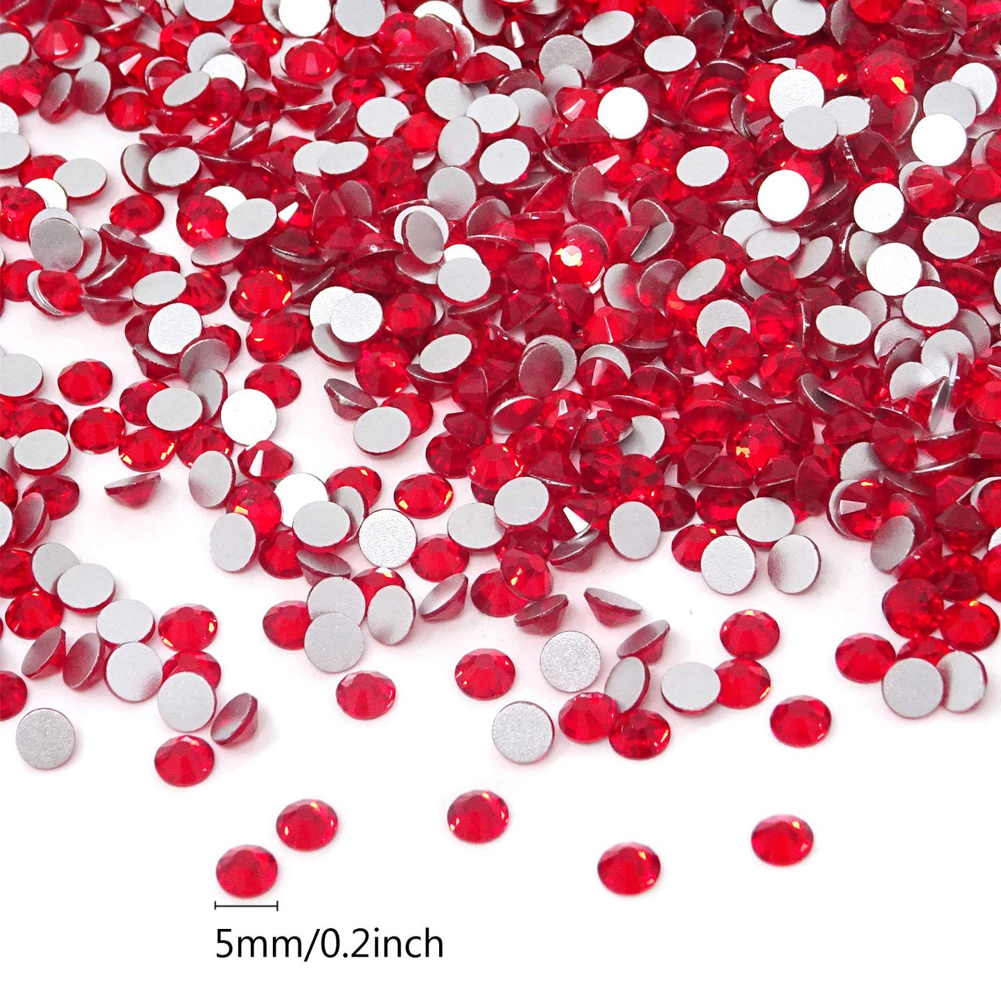 Honbay 1440PCS 5mm ss20 Sparkly Round Flatback Rhinestones Crystals, Non-Self-Adhesive (Red)