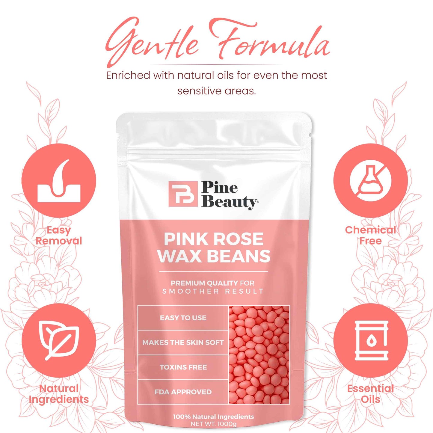 Hard Wax Beads for Hair Removal 2.2lb - Big Bag Wax Beans Melts for Sensitive Skin, 10 Extra Brazilian Waxing Beads Spatula Applicator for Face, Bikini Area, Body, Legs, Armpit & Eyebrow of Women