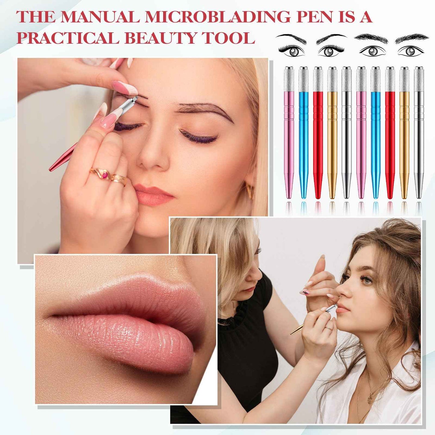 Gisafai 50 Pcs Microblading Pen Manual Eyebrow Pens Supplies Aluminum Microblade Pen Tool Holder Hand Tools for Makeup Supplies Salons(Multicolor)