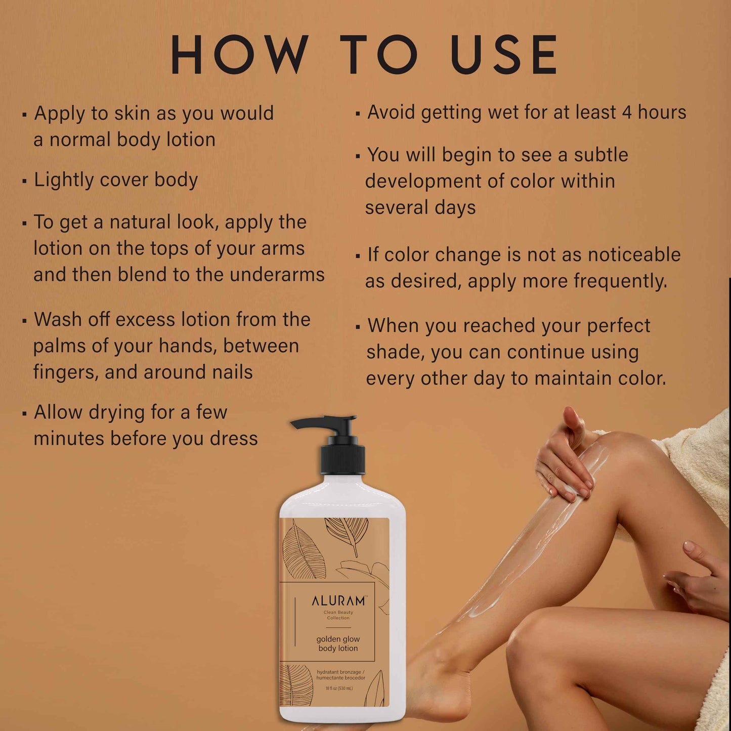 Aluram Golden Glow Body Lotion, Nourishing Radiance & Tone with Squalane & Watermelon Seed Oil, 18 Fl Oz