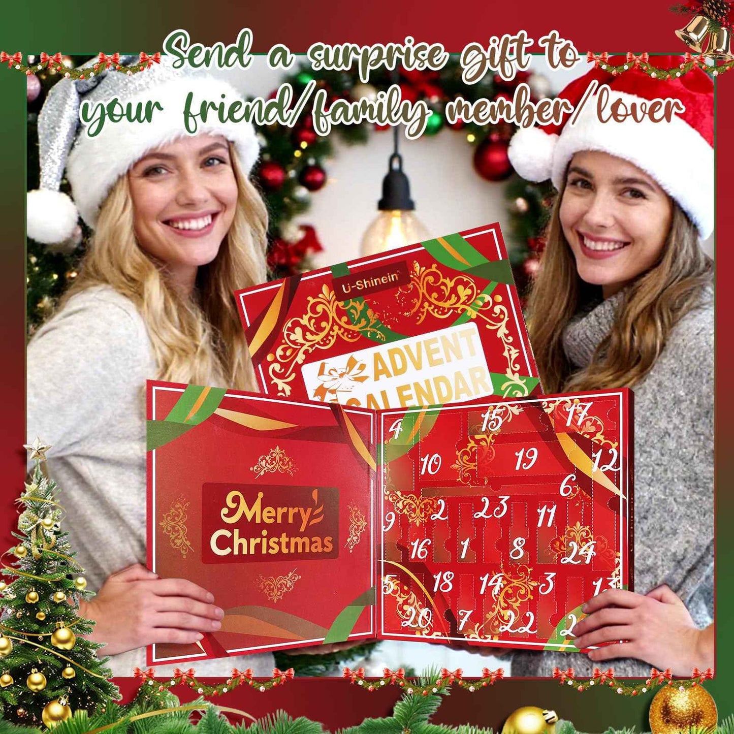 U-Shinein Nail Polish Advent Calendar 2025，24-Piece Nail Varnish Advent Calendar Christmas Calendar for Women and Girls, Nail Polish Colours Kit, Nail Art Tool Glitter Decorations Care and Accessories