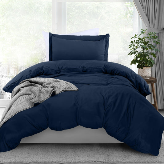 Utopia Bedding Duvet Cover Twin Size - 1 Duvet Cover with 1 Pillow Sham - 2 Pieces Bedding Duvet Cover with Zipper Closure - Soft Brushed Microfiber, 68 X 90 Inches (Twin/Twin XL, Navy)