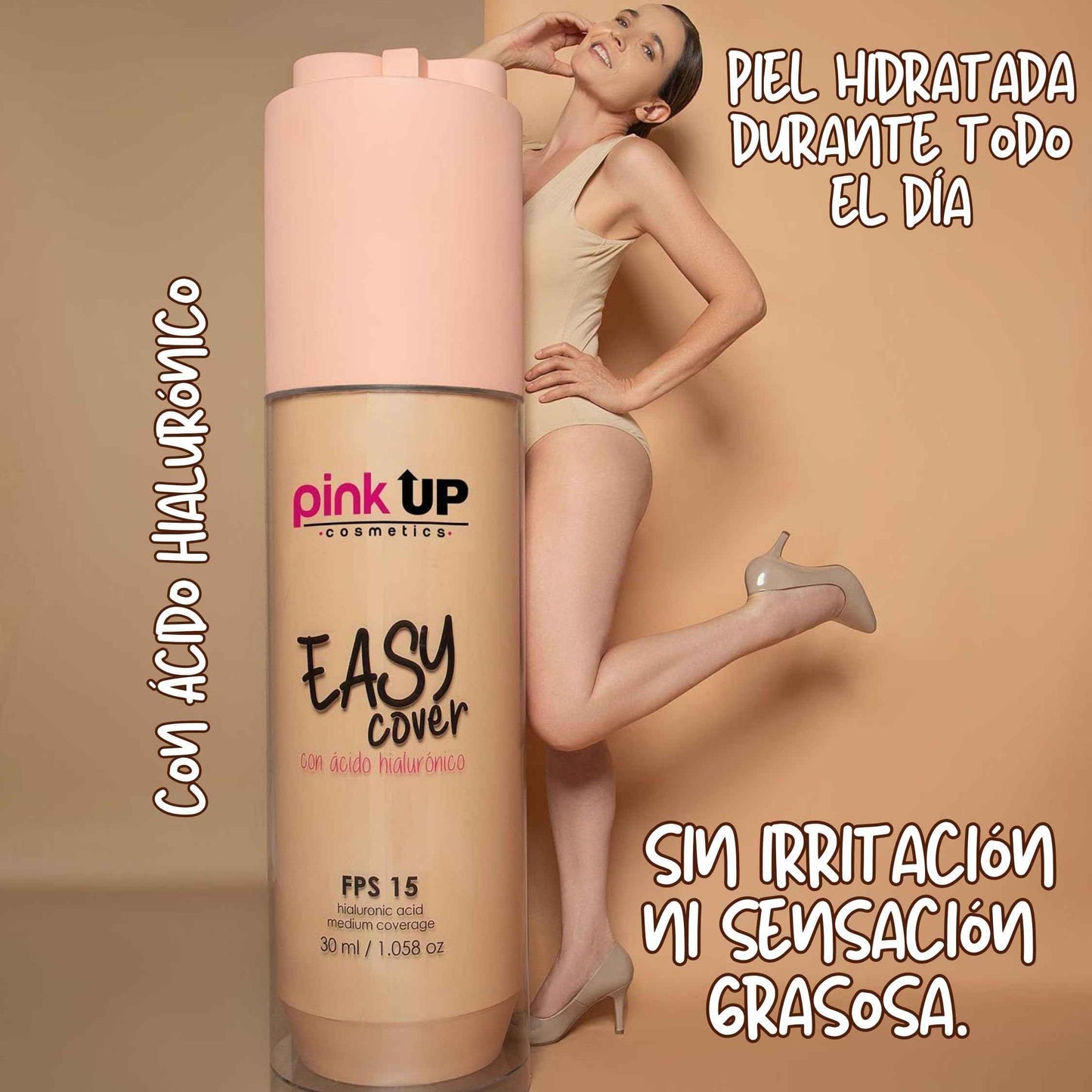 PINK UP Easy Cover Liquid Makeup| Foundation Make Up| Tinted Moizturizer for face| Liquid Make Up| Medium coverage| Water base| Alcohol free| Model PKEC500
