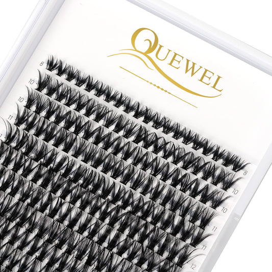 QUEWEL Cluster Lashes 240Pcs Individual Lashes 40D 0.07C Curl Mix8-14mm Lash Extensions Clusters Lashes Soft&Natural False Eyelashes Individual DIY Eyelash Extension at Home(40D 0.07C MIX8-14)