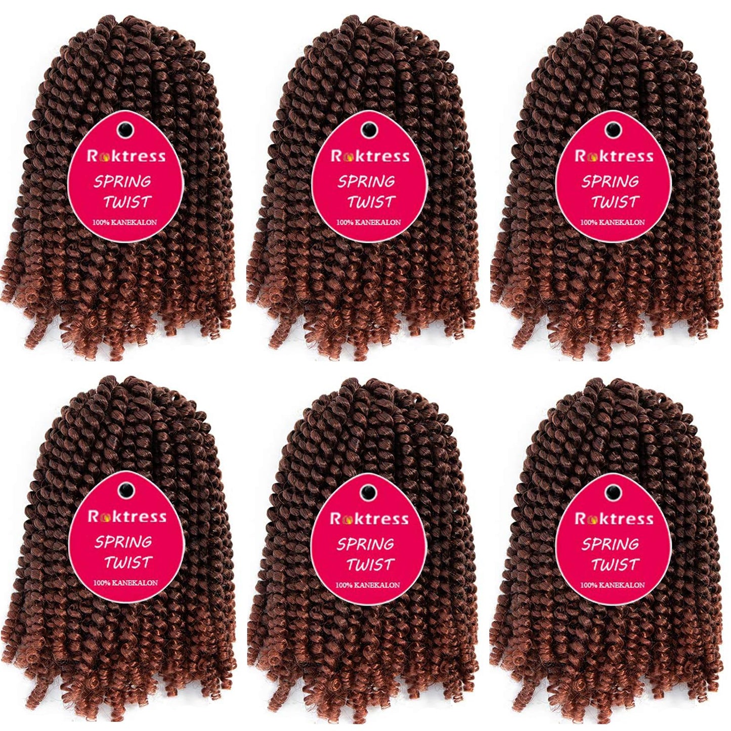 6 Pack Spring Twist Crochet Braiding Hair 10 Inch Bomb Twist Crochet Braids Ombre Colors Low Temperature Kanekalon Synthetic Fluffy Hair Extensions 20 Strands 90g/Pack (10inches, T350#)