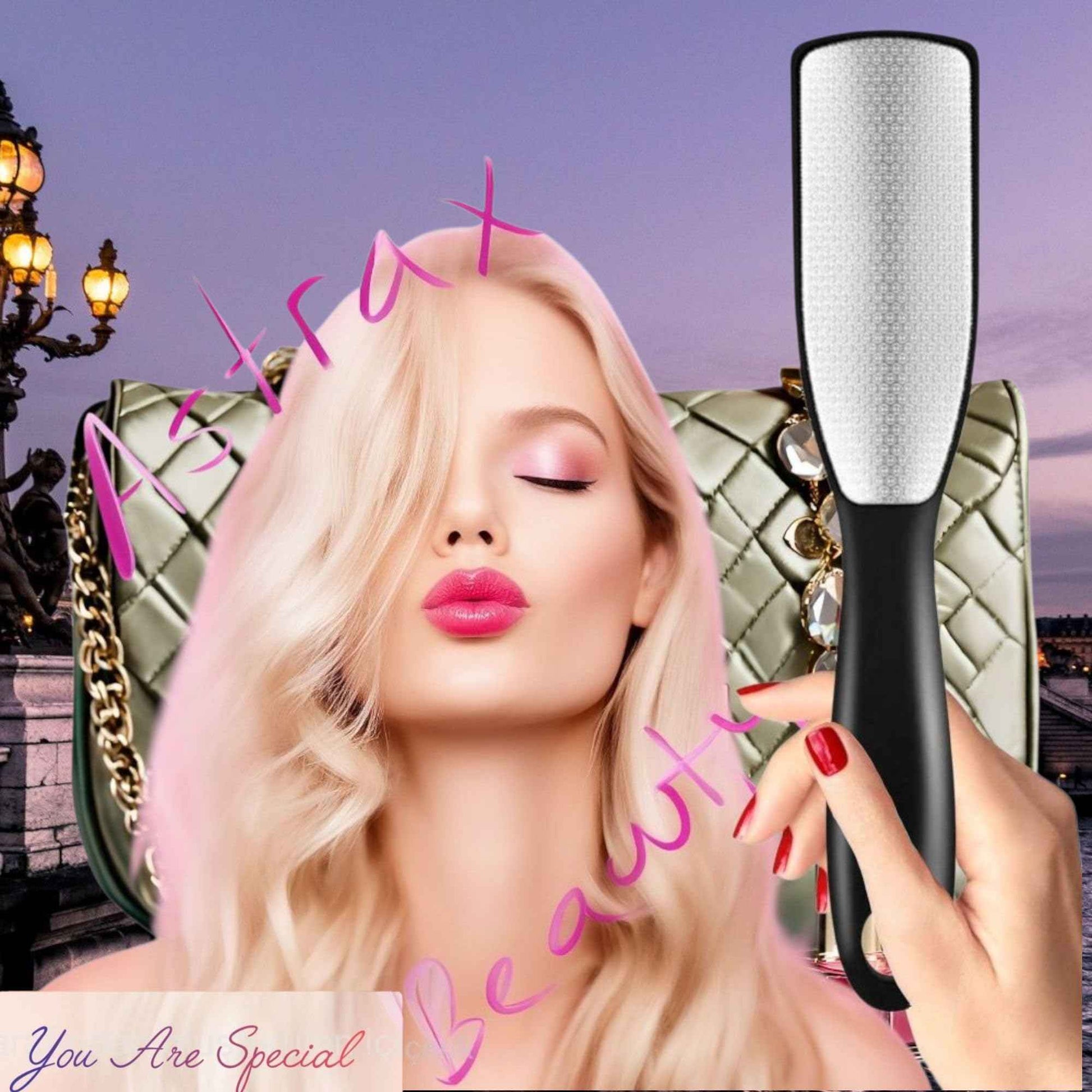 Professional Elegant Series Black Sapphire Foot File 9.6" –Dual-Sided Callus Remover with Silk-Touch Handle–Luxurious Spa-Like Treat for Smooth, Soft Feet, Durable & Hygienic Pedicure Tool–Wet&Dry Use