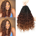 Boho Box Braids Crochet Hair 8 Packs Boho Crochet Braids Pre Looped 1B/33/30 Goddess Box Braids Crochet Hair for Black Women 10 Inch Boho Braids Crochet Hair Extension