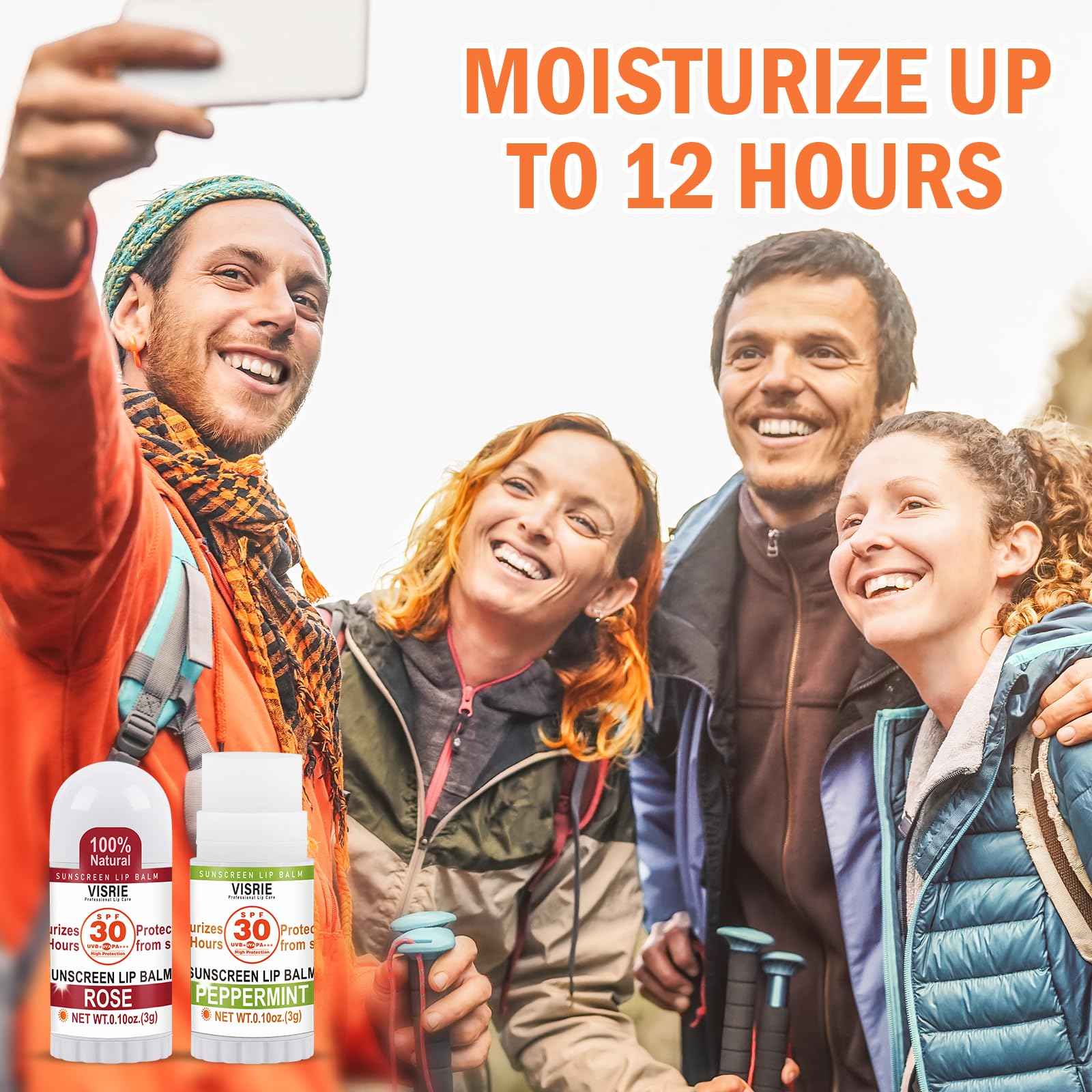 VISRIE SPF 30 Sunscreen Lip Balm, SPF Lip Balm Bulk 60 Count, Broad Spectrum UVA/UVB Lip Sunscreen with Vitamin E and Coconut Oil- 10 Flavors