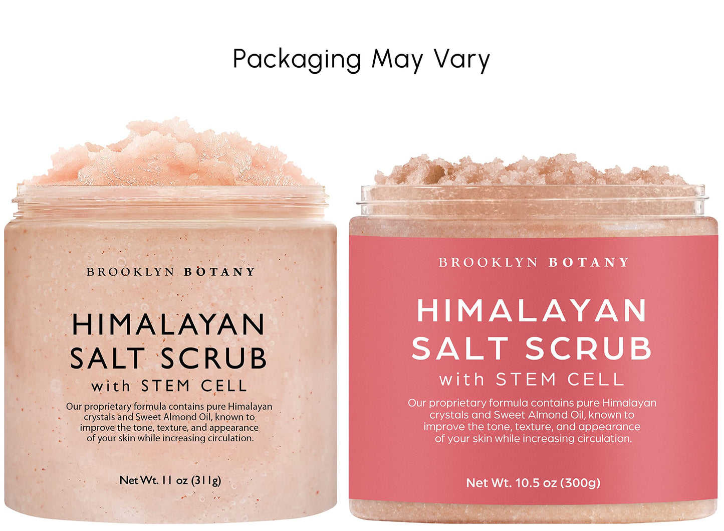 Brooklyn Botany Himalayan Salt & Stem Cell Body Scrub - Moisturizing and Exfoliating Body, Face, Hand, Foot Scrub - Fights Stretch Marks, Fine Lines, Wrinkles - Great Gifts for Women & Men - 10 oz