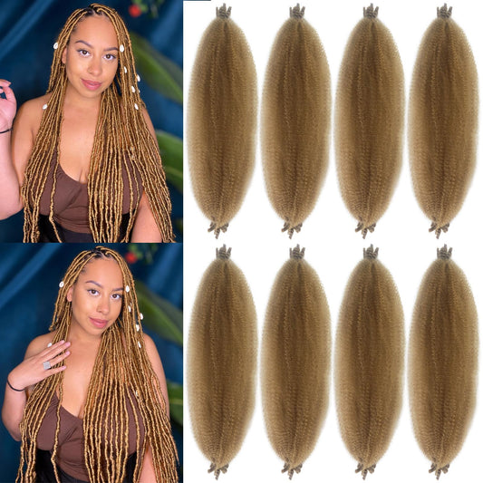 Kaidene Springy Afro Twist Hair 24 Inch Marley Twist Braiding Hair 8 Packs Kinky Twist Hair for Passion Twist Hair Pre Fluffed Afro Spring Twist Hair Soft Kinky Curly Braiding Hair for Twisting