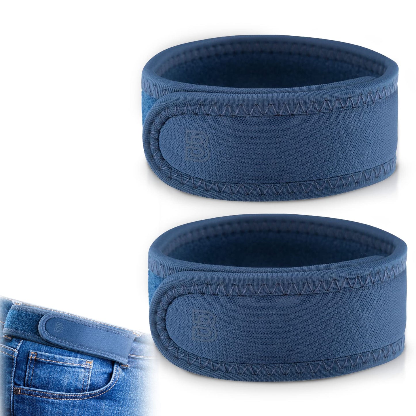 BeltBro Pro Pairs For Men – Next Generation Buckle-Free Elastic Belt With Ultra-Soft Edge Padding - Fits 1.5 Inch Belt Loops (Denim)