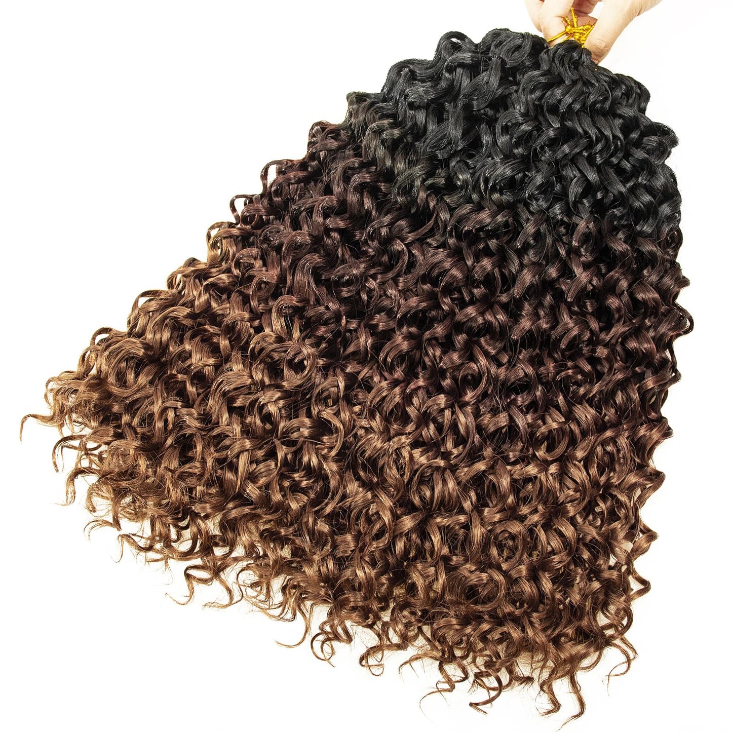 GoGo Curl Crochet hair Water Wave Crochet hair Ombre Brown Synthetic Bohemian Crochet Braid Deep Wave Braiding hair Extensions (18inch,5Packs,1B/33/30)