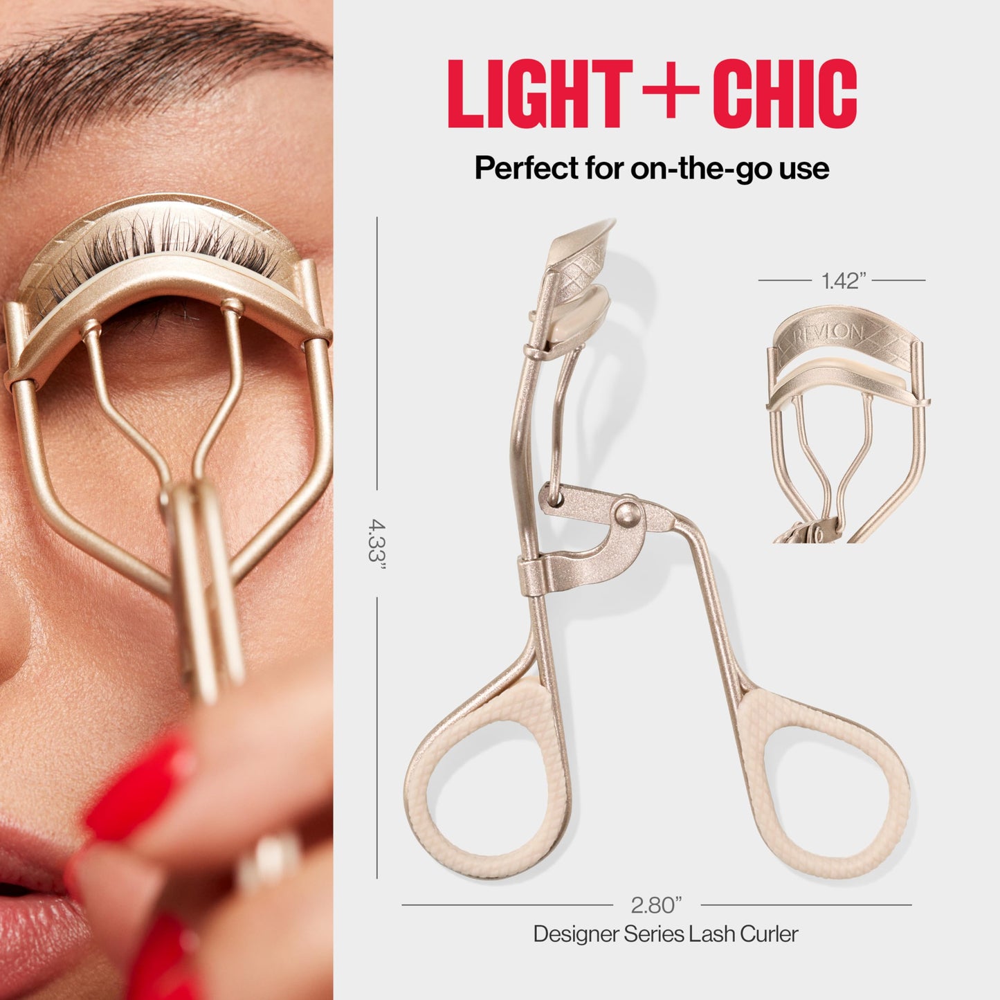 Revlon Designer Series Lash Curler, Eyelash Lift for an Eye Opening Look, with Finger Grips for a Non Slip Grip, Easy to Use, 1 Count