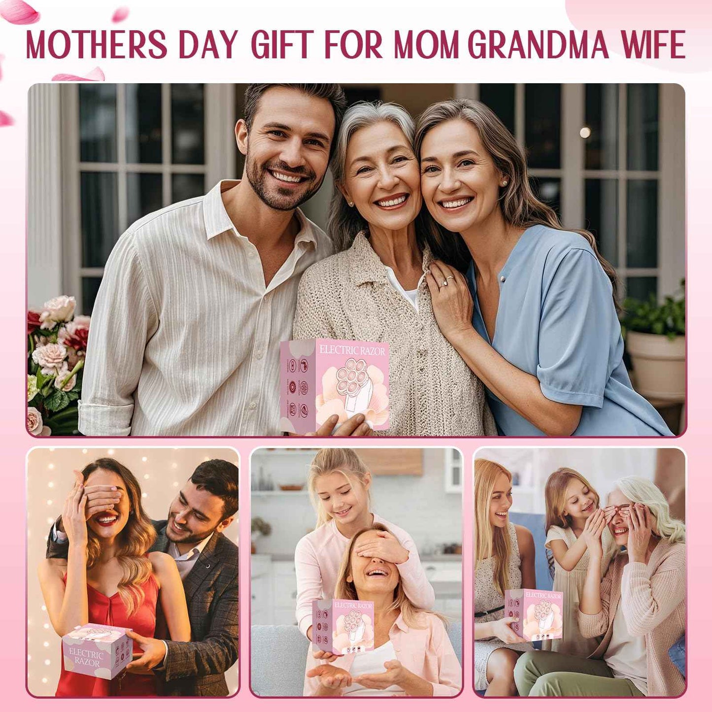 3-in-1 Electric Razors for Women,Bikini Trimmer for Women,7D Painless Electric Shaver with Facial Cleansing Brush,Gifts for Women,Replaceable Hair Remover for Legs Water Resistant Wet/Dry (Pink)