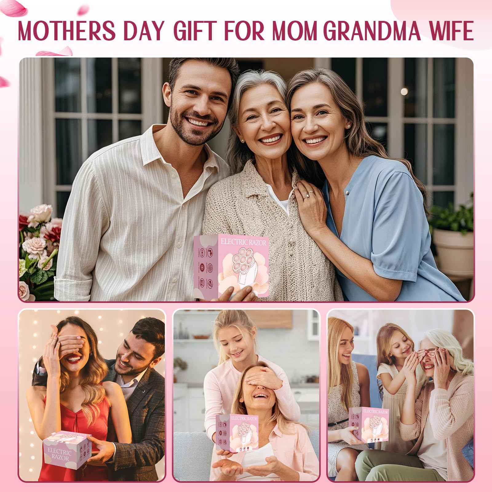 3-in-1 Electric Razors for Women,Bikini Trimmer for Women,7D Painless Electric Shaver with Facial Cleansing Brush,Gifts for Women,Replaceable Hair Remover for Legs Water Resistant Wet/Dry (Pink)