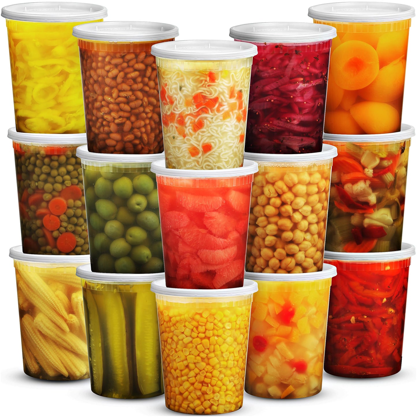 JoyServe 32 Oz Deli Food Containers with Lids - (36 Sets) Quart Size Airtight Food Storage Takeout Meal Prep Containers To Go with 36 Lids, BPA-Free, Dishwasher, Microwave Safe