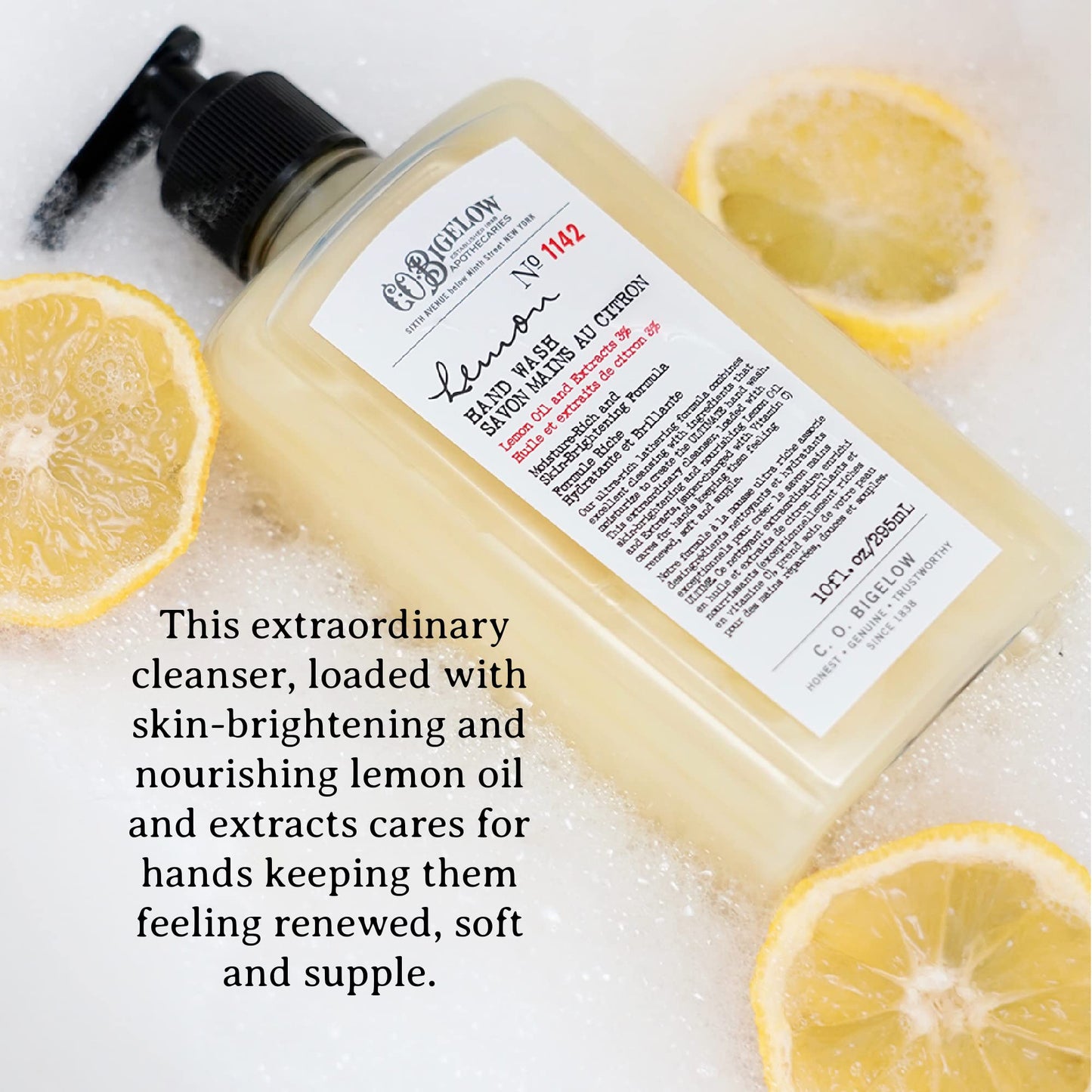 C.O. Bigelow Lemon Hand Wash - No. 1142, Moisturizing Liquid Hand Soap with Lemon Extract & Vitamin C, Cruelty Free & Gentle for All Skin Types, 10fl oz.