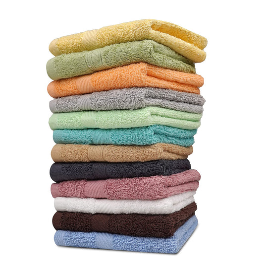 ZUPERIA 100% Cotton Bath Wash Cloths - 12 Pack - 12" x 12"- Highly Absorbent Soft Washcloths for Face, Gym Towels, Hotel Spa Quality, Reusable Multipurpose Towels (12 Pack, 12 Multi Colors)