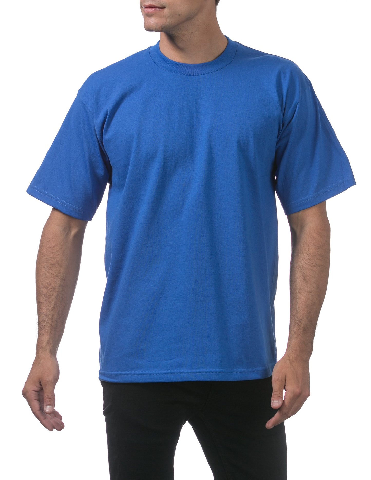 Pro Club Men's Heavyweight Cotton Short Sleeve Crew Neck T-Shirt, Royal, Small