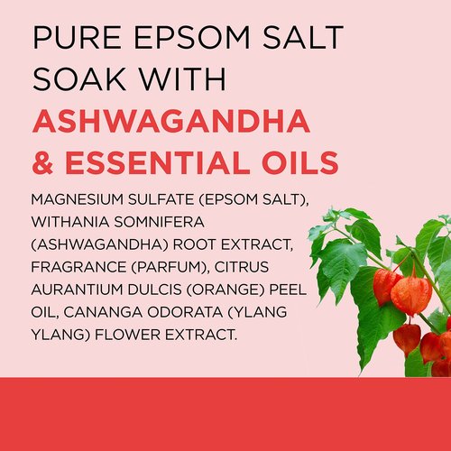 Dr Teal's Pure Epsom Salt, Ashwagandha & Essential Oils, 3 lbs (Pack of 4)