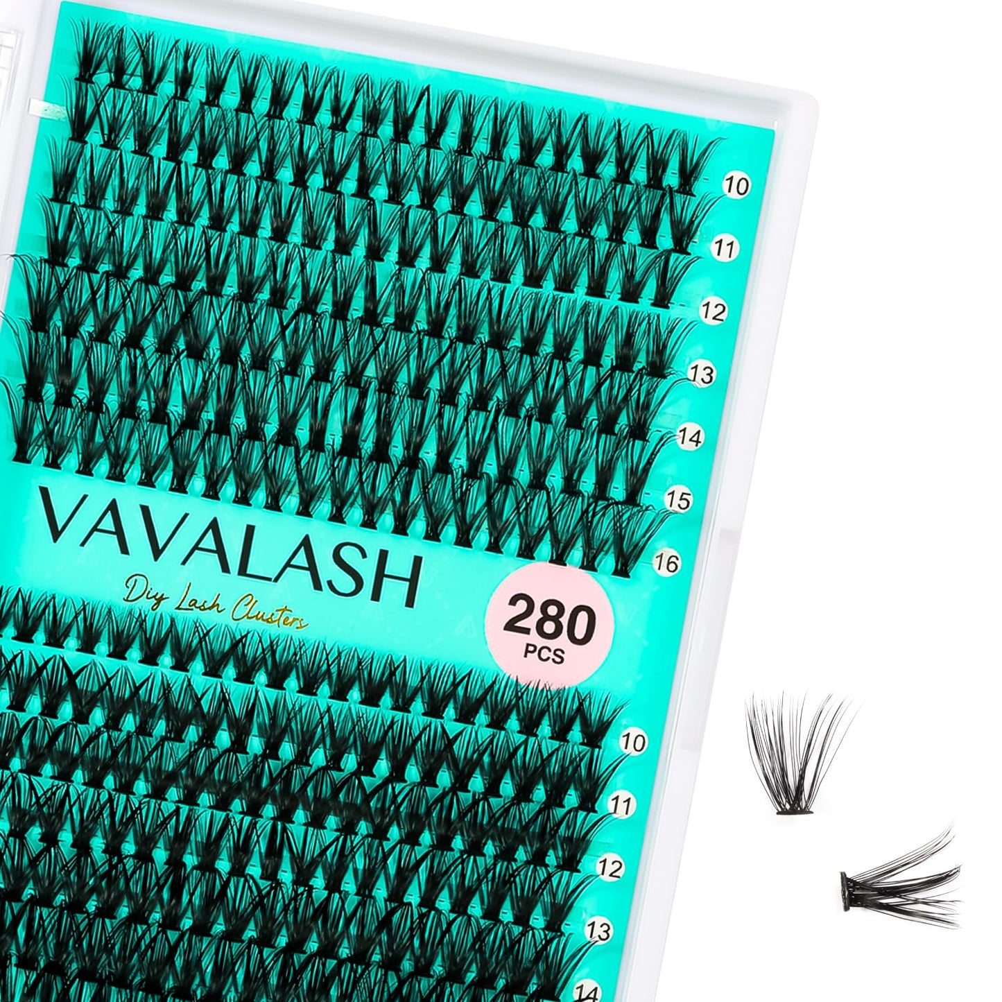 VAVALASH Lash Clusters 30D+40D-D-10-16MM DIY Individual Lashes 280 PCS Cluster Lashes 10D 20D 30D 40D 50D C D Curl Volume False Eyelash Extensions DIY Lash Extensions at Home (30D+40D-0.07-D,10-16mm)