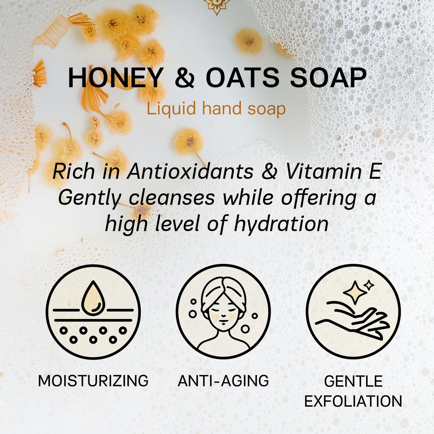 AUTHENTIC BATH & SOAP Natural - Honey & Oatmeal Liquid Hand Soap - Hydrating & Soothing for Sensitive & Mature Skin, with vitamin E, Cruelty Free, Paraben & Sulfate Free 16.9 Fl Oz