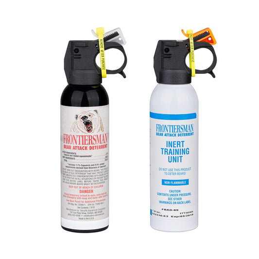 SABRE Frontiersman 7.9 fl oz. Bear Spray, Maximum Strength 2.0% Major Capsaicinoids, Powerful 30 ft. Range Bear Deterrent, Outdoor Camping & Hiking Protection, Quick Draw Holster & Multipack Options