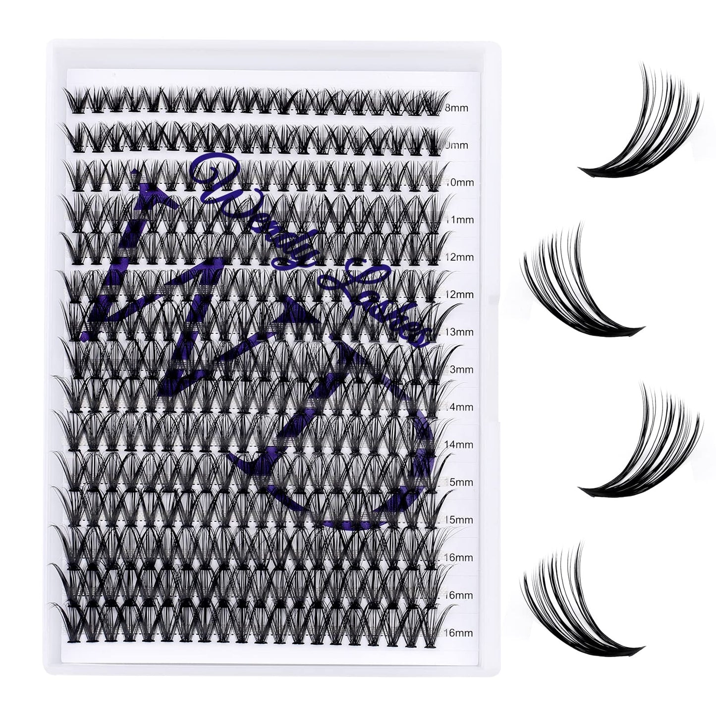 Individual Lashes DIY Eyelash Extension 300PCS Lash Clusters Extensions C/D Curl Comfortable Super Soft Lash Clusters Reusable Wispy Eyelashes Extensions Clusters(300PCS-40D-0.07CC,8-16mm Mixed Tray)