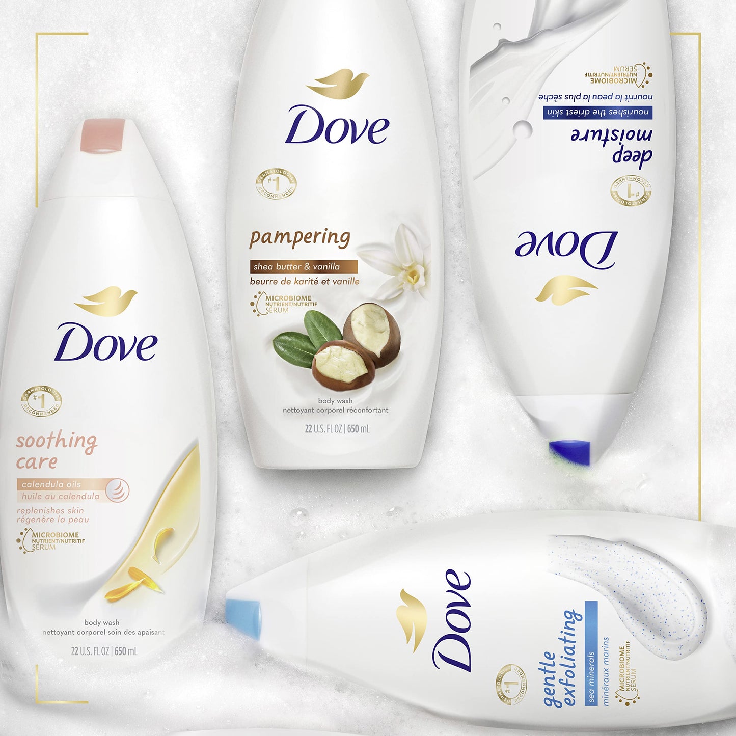 Dove Soothing Care Body Wash for Sensitive Skin with Calendula-Infused Oils Hydrates and Replenishes Skin Sulfate Free 22 oz 4 Count