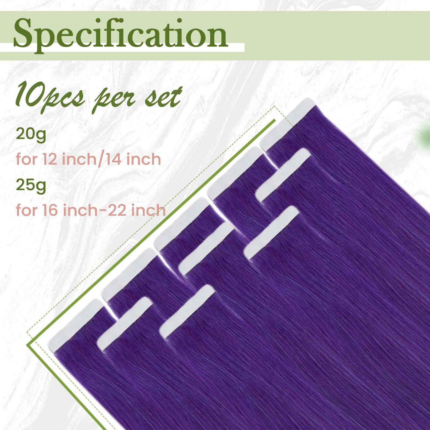 RUNATURE Tape in Hair Extensions Human Hair 18 Inch Purple Tape in Hair Extensions Purple Human Hair Tape ins Purple Hair Extensions Tape in Extensions Purple Extensions Hair for Highlight 25g 10pcs