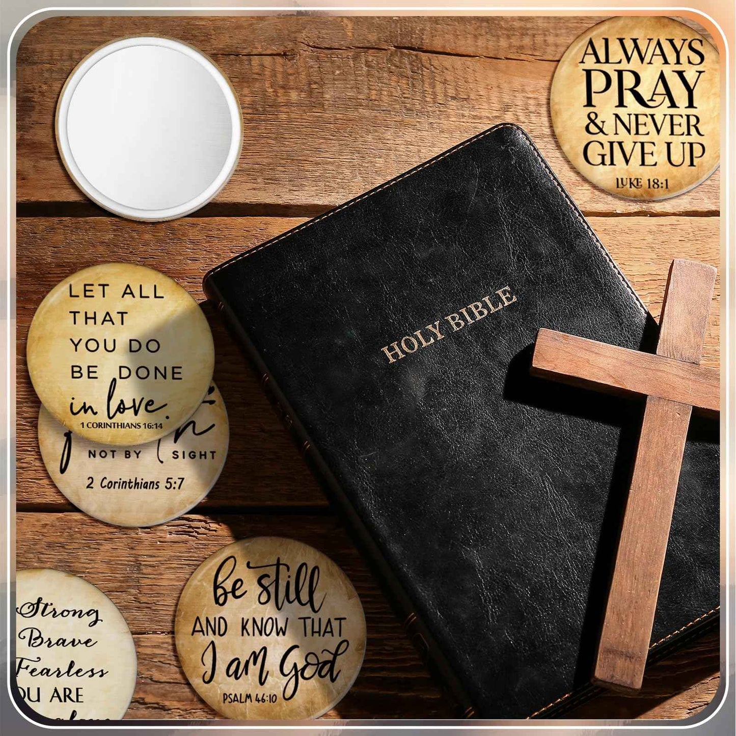 GlikCeil 72 Pcs Christmas Christian Compact Mirrors for Women Retro Inspirational Bible Verse Pocket Makeup Mirrors Religious Employee Appreciation Gift for Friendgiving Coworker Church Party Favor