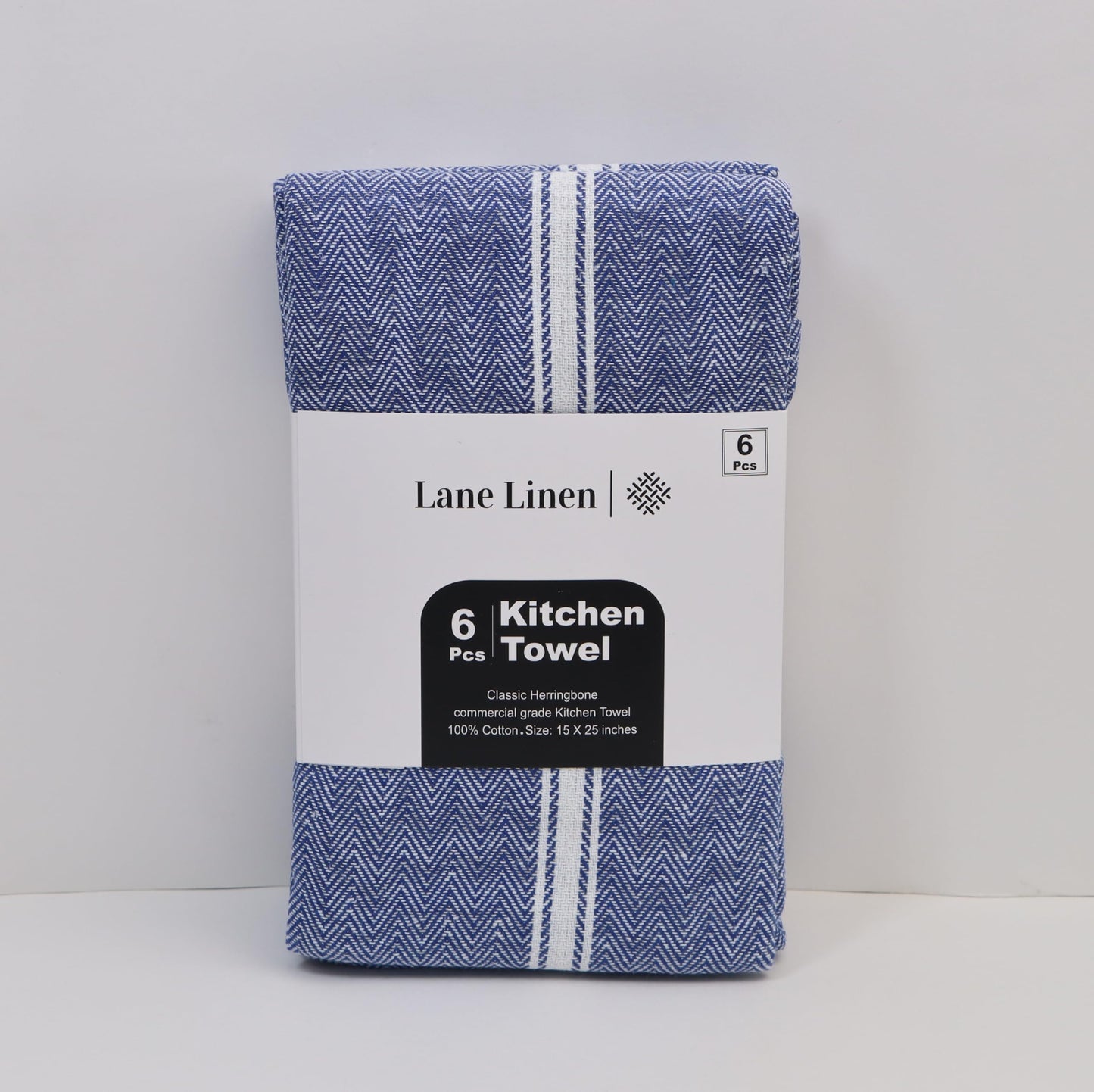 LANE LINEN Kitchen Towels Set - 100% Pure Cotton Dish Towels for Kitchen, Super Absorbent Kitchen Hand Towel, Blue Tea Towels, Soft & Durable Dish Cloths, Pack of 6 – 15”x25”, Blue Chambray