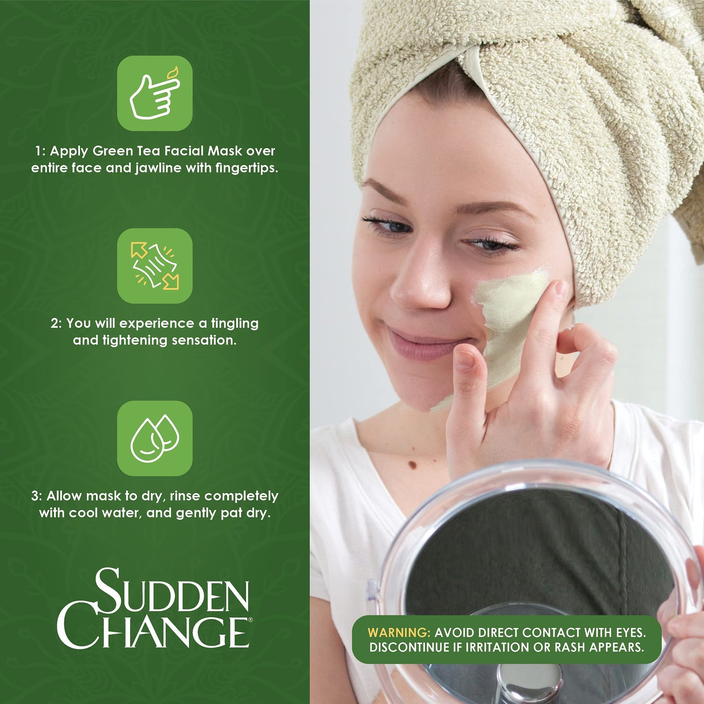 Sudden Change Green Tea Facial Mask 3.4oz by Sudden Change