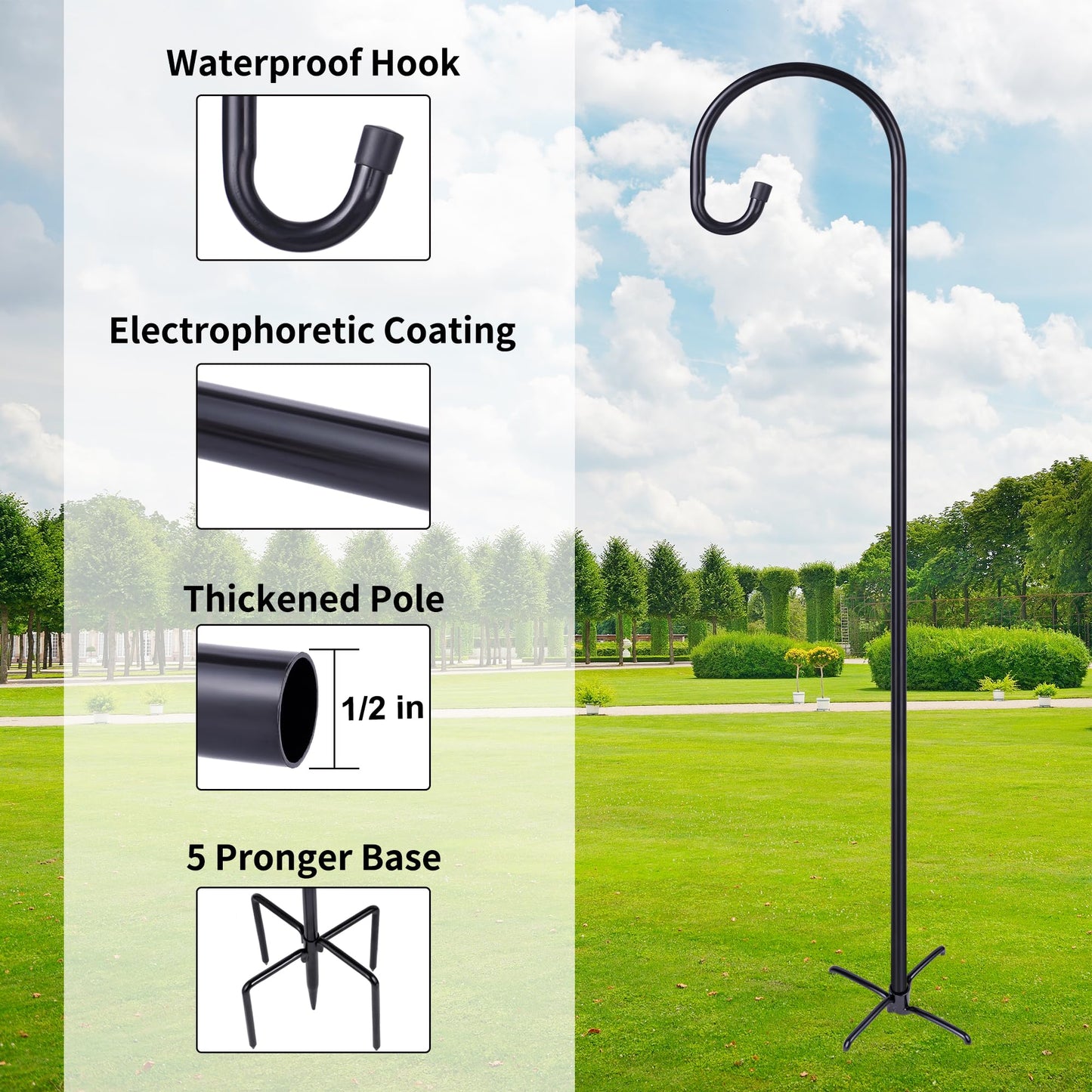 Shepherd-Hooks Adjustable for Bird-Feeder Lantern Plant-Hook Garden-Stake - Plant Stand Hanger for Outdoor Flower Basket, Bird Feeder Hanger Weddings Décor