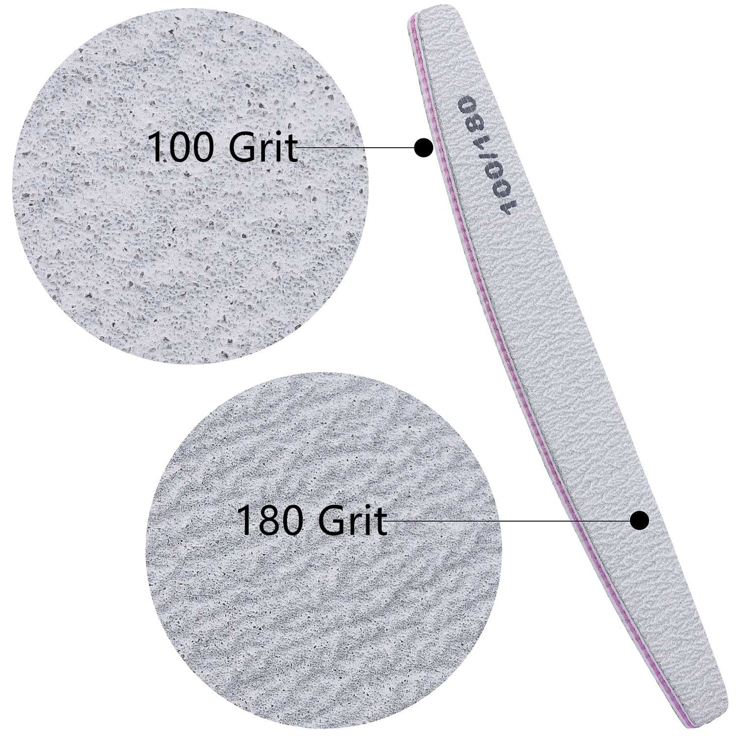 BTYMS 100 Pcs 100/180 Grit Nail Files and Buffers, Double Sided Emery Boards Nail Buffing File for Acrylic Nails