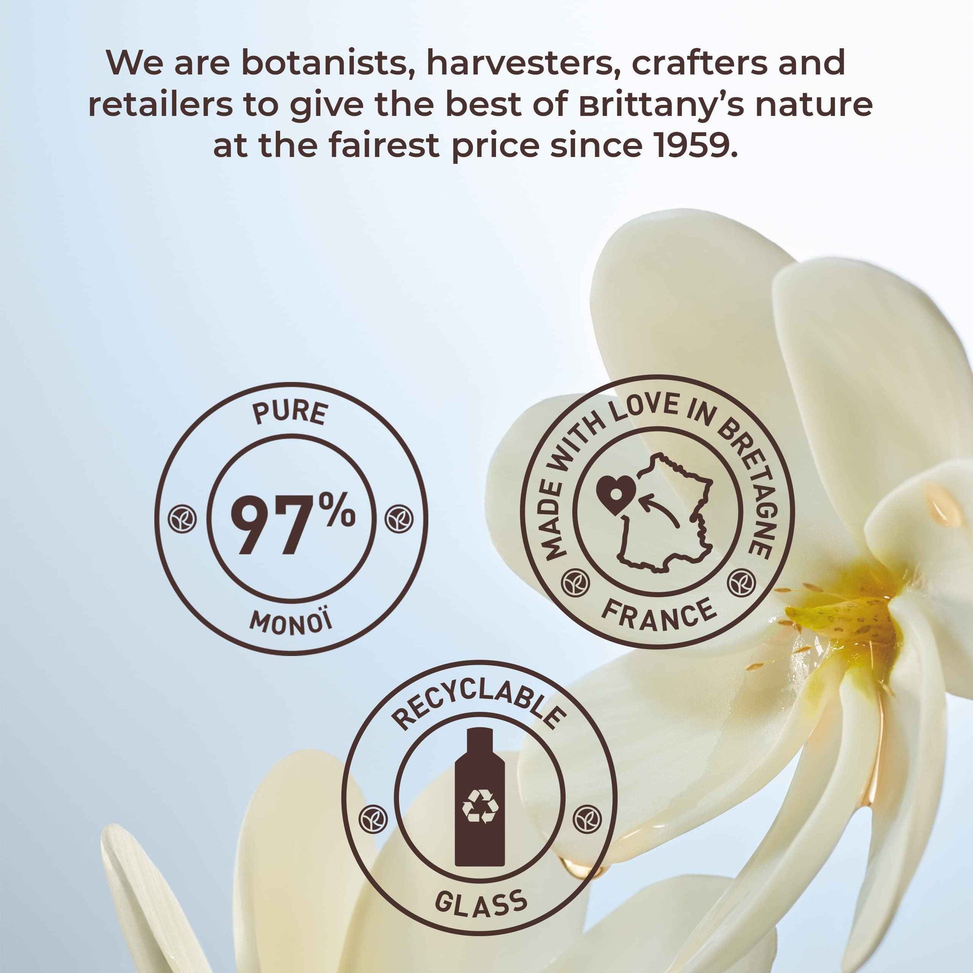 Yves Rocher Monoï de Tahiti Traditional Nourishing Oil for Body and Hair – 3.4 Oz – 1 Ct