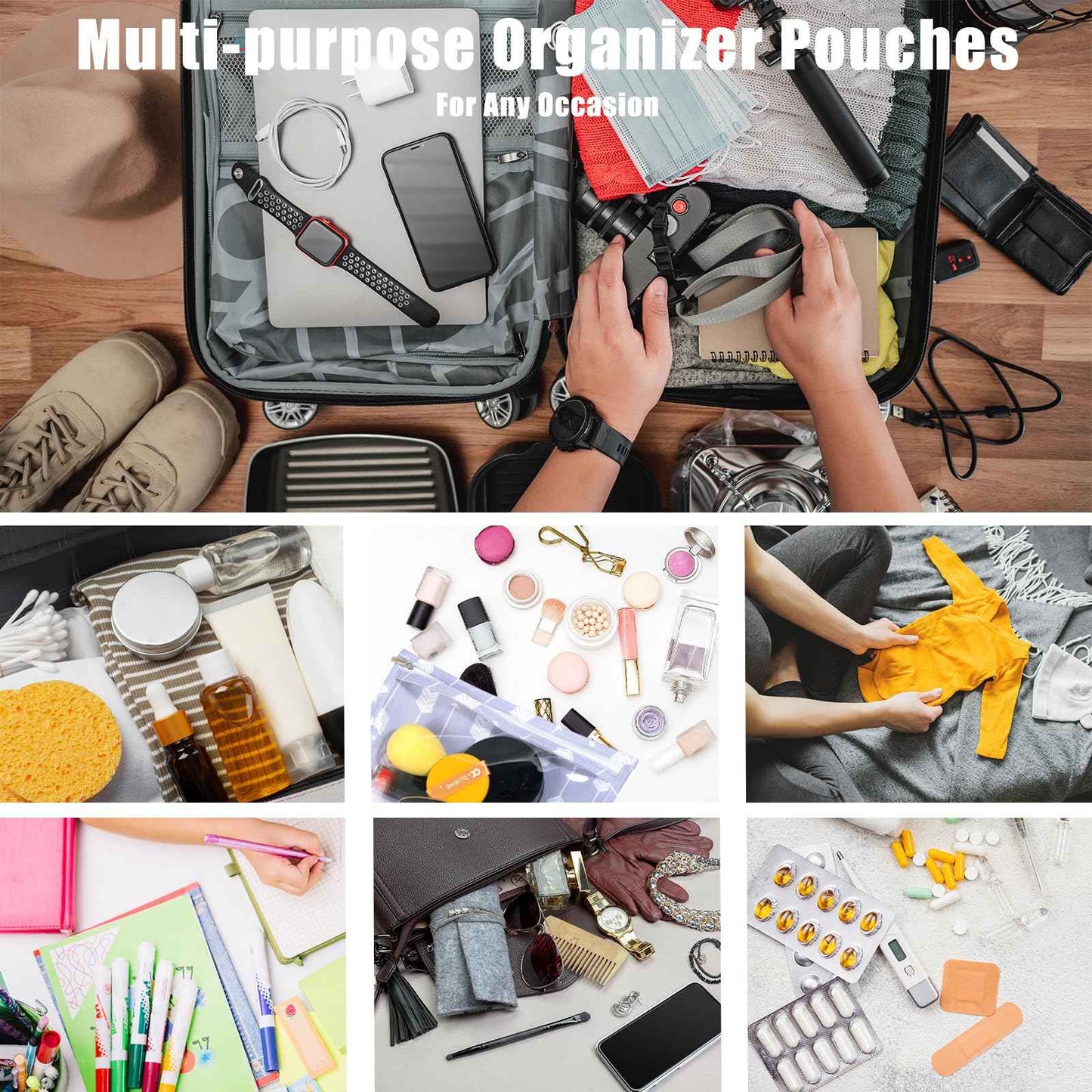 HIONXMGA TSA Approved Toiletry Bag, Set of 3 Clear Travel Toiletry Bag Quart Size Zipper Travel Pouch, Waterproof Makeup Cosmetic Bag for Women Men Kids Toiletries Carry on, Dinosaur White