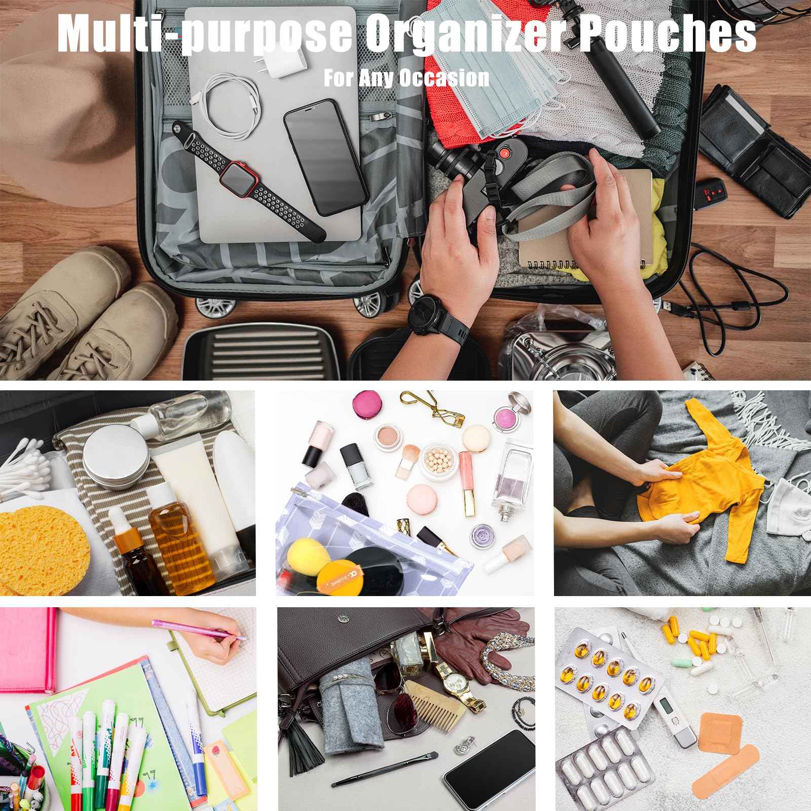 HIONXMGA TSA Approved Toiletry Bag, Set of 3 Clear Travel Toiletry Bag Quart Size Zipper Travel Pouch, Waterproof Makeup Cosmetic Bag for Women Men Kids Toiletries Carry on, Dinosaur White