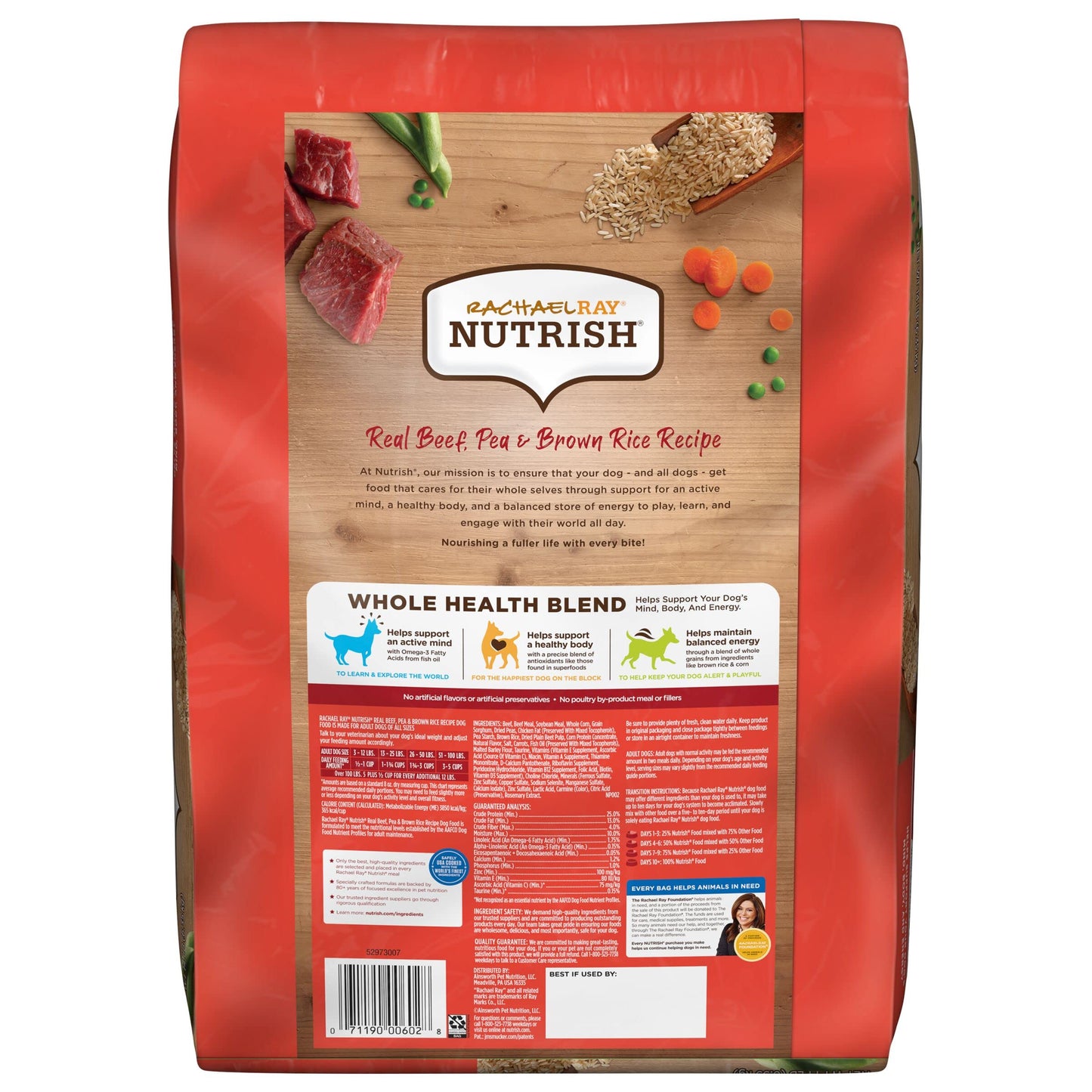 Nutrish Rachael Ray Premium Natural Dry Dog Food with Added Vitamins, Minerals & Taurine, Real Beef, Pea & Brown Rice Recipe, 14 Pounds (Packaging May Vary)