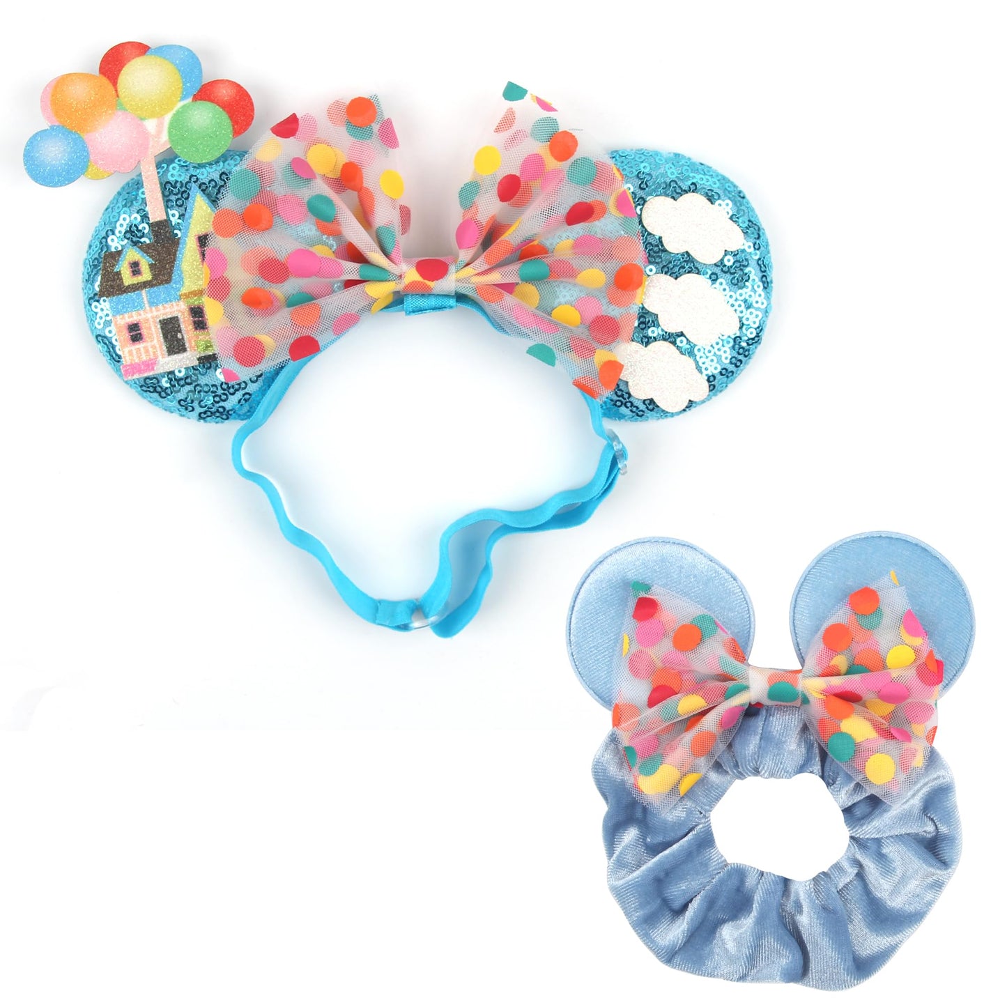 bianbaistar Newborn Bows for Girls Toddler Hair Bows Elastic Adjustable Headband Mouse Ears Up Scrunchies Essencial Accessories for Trip Headwear for Women (Rainbowdot)