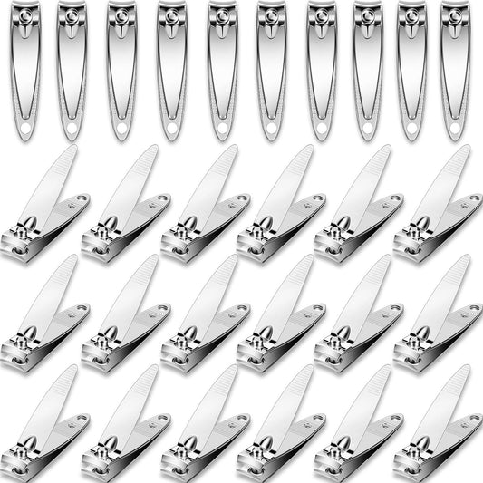28 Pieces Fingernail Nail Clippers Bulk Thick Stainless Steel Toe Nail Clippers Nail Cutter Set Portable Sturdy Nail Clippers for Men and Women (Simple Style)